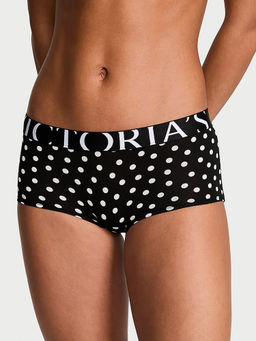 Victoria's Secret - Black Polka Dots Cotton Blend Regular Boyshorts