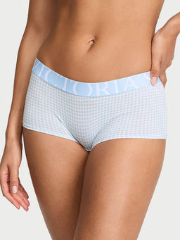Victoria's Secret - Blue Checks Cotton Blend Regular Boyshorts