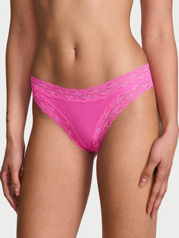Victoria's Secret - Pink Self Design Cotton Blend Regular Bikini Panty