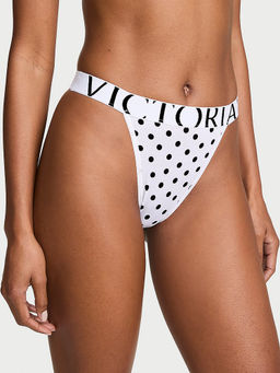 Victoria's Secret - White Polka Dots Cotton Blend Regular Brief