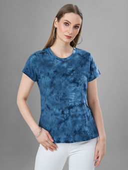 TITTLI - Blue Tie & Dye Pure Cotton Regular T-Shirt