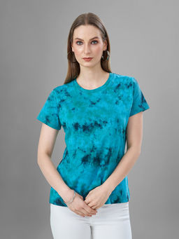TITTLI - Blue Tie & Dye Pure Cotton Regular T-Shirt