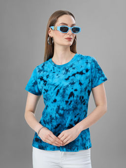 TITTLI - Blue Tie & Dye Pure Cotton Regular T-Shirt