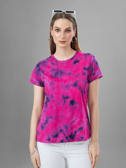 TITTLI - Pink Tie & Dye Pure Cotton Regular T-Shirt