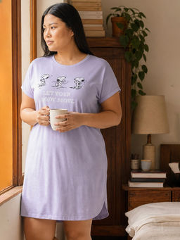 max - Purple Printed Pure Cotton Regular Nightdress