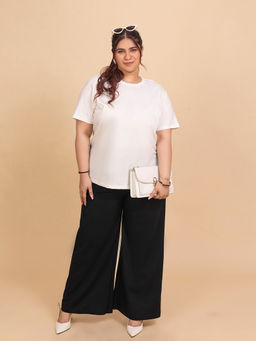 TITTLI - White Solid Pure Cotton Regular T-Shirt