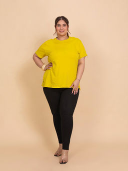 TITTLI - Yellow Solid Pure Cotton Regular T-Shirt
