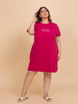 TITTLI - Pink Typography Pure Cotton Relaxed Nightdress