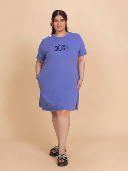 TITTLI - Blue Typography Pure Cotton Relaxed Nightdress