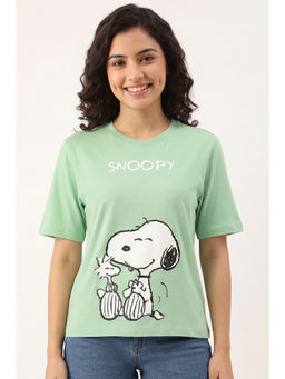 Zivame - Green Printed Cotton Relaxed T-Shirt