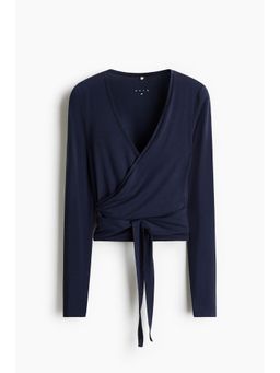 H&M - Women Blue Sports Wrap Top In Modal