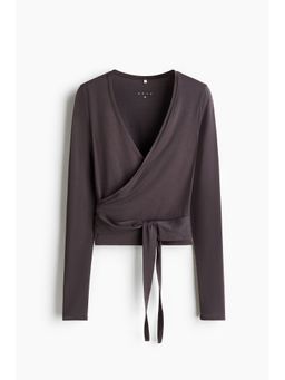 H&M - Women Brown Sports Wrap Top In Modal