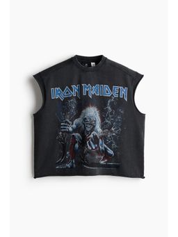 H&M - Men Black Oversized Fit Printed Boxy Vest Top
