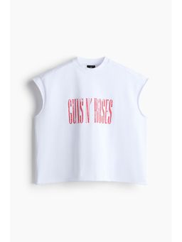 H&M - Men White Oversized Fit Printed Boxy Vest Top