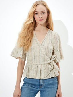 American Eagle - Green Stripes Top