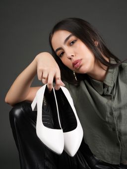 MOZAFIA - Women White Slip On Pumps