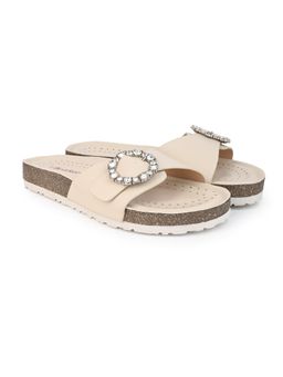 Briskers - Women Cream Slip On Sandals
