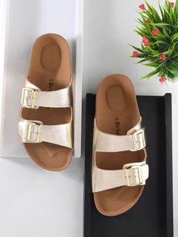 Briskers - Women Gold Slip On Sandals