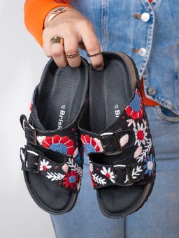 Briskers - Women Black Slip On Sandals