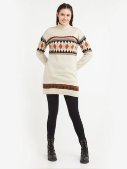 Zink London - Womens Multi-Color Printed Sweater Dress