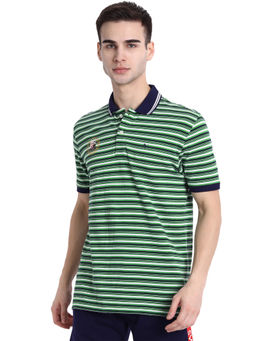 AM SWAN - Mens Stripes Green Polo T-shirt