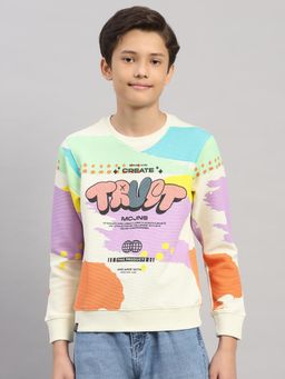 Monte Carlo - Boys Multi-Color Typography Printed Full Sleeves Sweatshirt