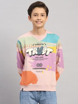 Monte Carlo - Boys Multi-Color Typography Printed Full Sleeves Sweatshirt