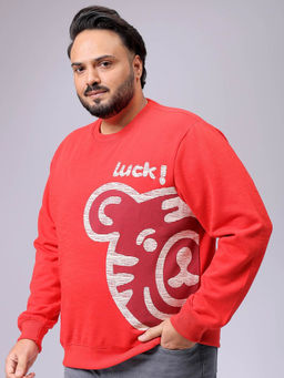 Hardsoda - By The Indian Garage Co Men Plus Size Regular Fit Crew Neck Sweatshirt Red