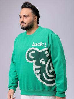 Hardsoda - By The Indian Garage Co Men Plus Size Regular Fit Crew Neck Sweatshirt Green