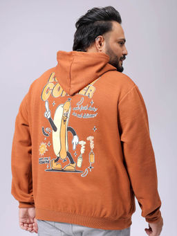 Hardsoda - By The Indian Garage Co Men Plus Size Regular Fit Overhead Hoodie Brown