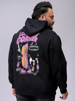 Hardsoda - By The Indian Garage Co Men Plus Size Regular Fit Overhead Hoodie Black