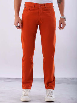 Hardsoda - By The Indian Garage Co Men Slim Fit Solid Mid-Rise Chinos Rust