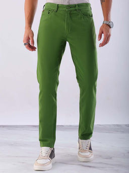 Hardsoda - By The Indian Garage Co Men Slim Fit Solid Mid-Rise Chinos Green