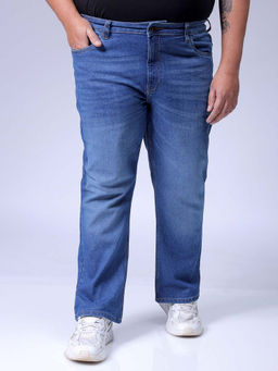 Hardsoda - By The Indian Garage Co Men Plus Size Solid Stretchable Jeans Blue