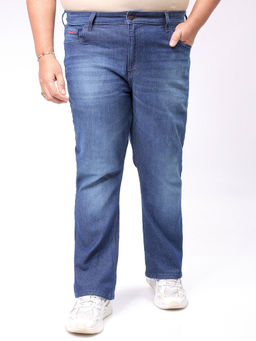 Hardsoda - By The Indian Garage Co Men Plus Size Solid Stretchable Jeans Blue
