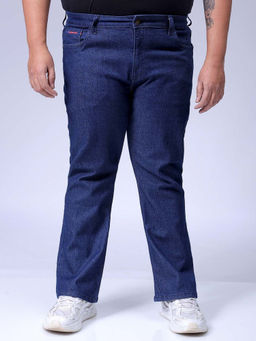 Hardsoda - By The Indian Garage Co Men Plus Size Solid Stretchable Jeans Navy Blue