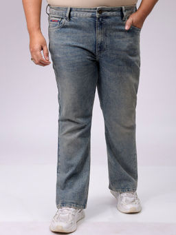 Hardsoda - By The Indian Garage Co Men Plus Size Solid Stretchable Jeans Blue