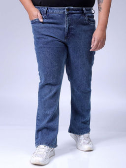 Hardsoda - By The Indian Garage Co Men Plus Size Solid Stretchable Jeans Blue