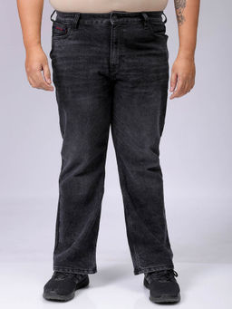 Hardsoda - By The Indian Garage Co Men Plus Size Solid Stretchable Jeans Black