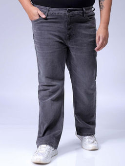 Hardsoda - By The Indian Garage Co Men Plus Size Solid Stretchable Jeans Grey