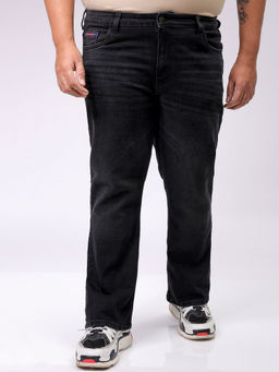 Hardsoda - By The Indian Garage Co Men Plus Size Solid Stretchable Jeans Black