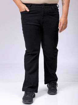 Hardsoda - By The Indian Garage Co Men Plus Size Solid Stretchable Jeans Black