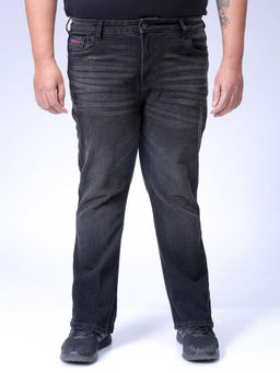 Hardsoda - By The Indian Garage Co Men Plus Size Solid Stretchable Jeans Black