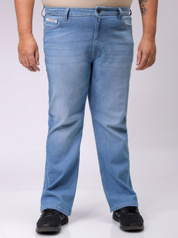 Hardsoda - By The Indian Garage Co Men Plus Size Solid Stretchable Jeans Blue