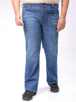 Hardsoda - By The Indian Garage Co Men Plus Size Solid Stretchable Jeans Blue