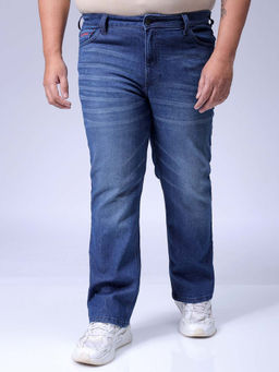 Hardsoda - By The Indian Garage Co Men Plus Size Solid Stretchable Jeans Blue