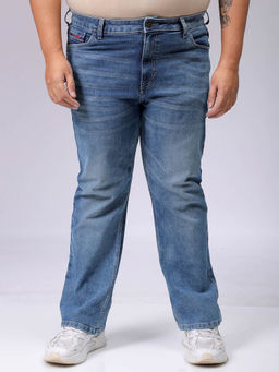 Hardsoda - By The Indian Garage Co Men Plus Size Solid Stretchable Jeans Blue