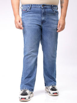 Hardsoda - By The Indian Garage Co Men Plus Size Solid Stretchable Jeans Blue