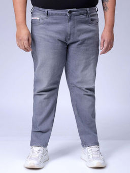 Hardsoda - By The Indian Garage Co Men Plus Size Solid Stretchable Jeans Grey