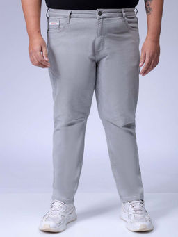 Hardsoda - By The Indian Garage Co Men Plus Size Solid Stretchable Jeans Grey